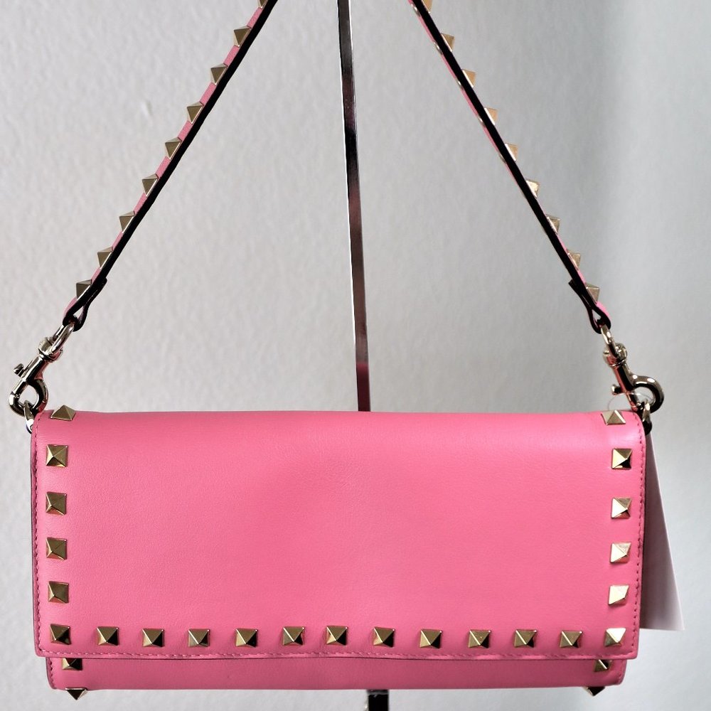 Valentino Pink Leather Studed Wallet/Purse